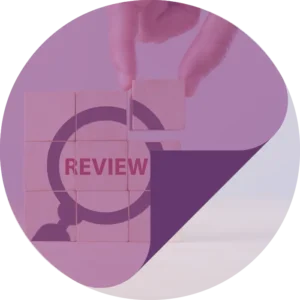 Wooden blocks that say review