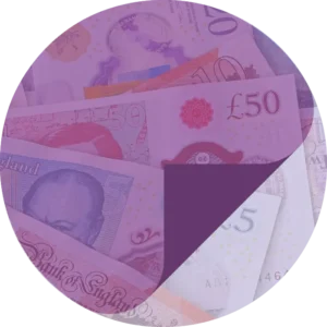 English notes with purple overlay